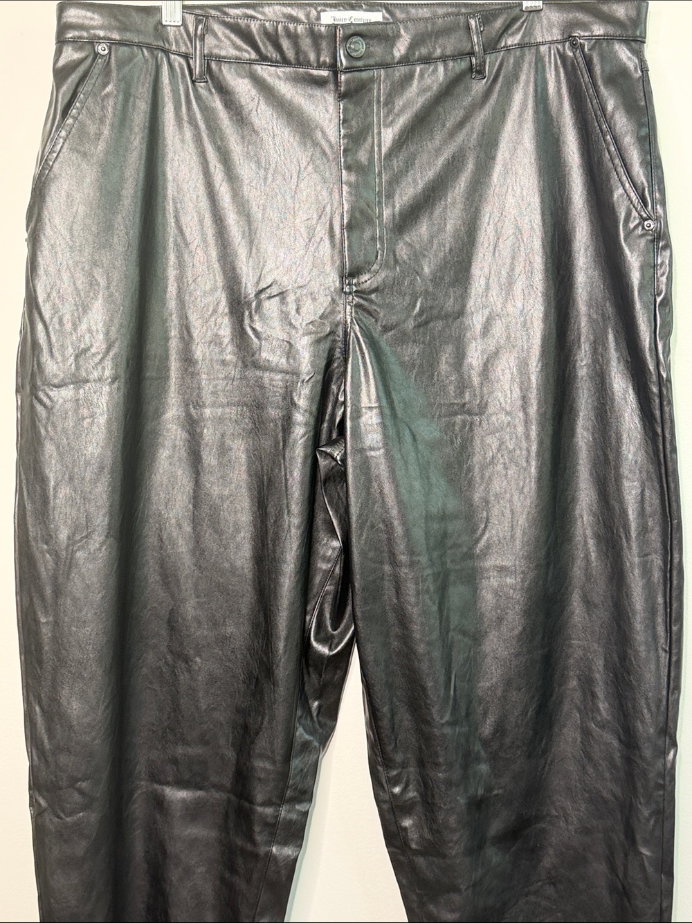 Juicy Couture Rodeo Black Faux Leather Full Leg Pants Jeans Size 18W